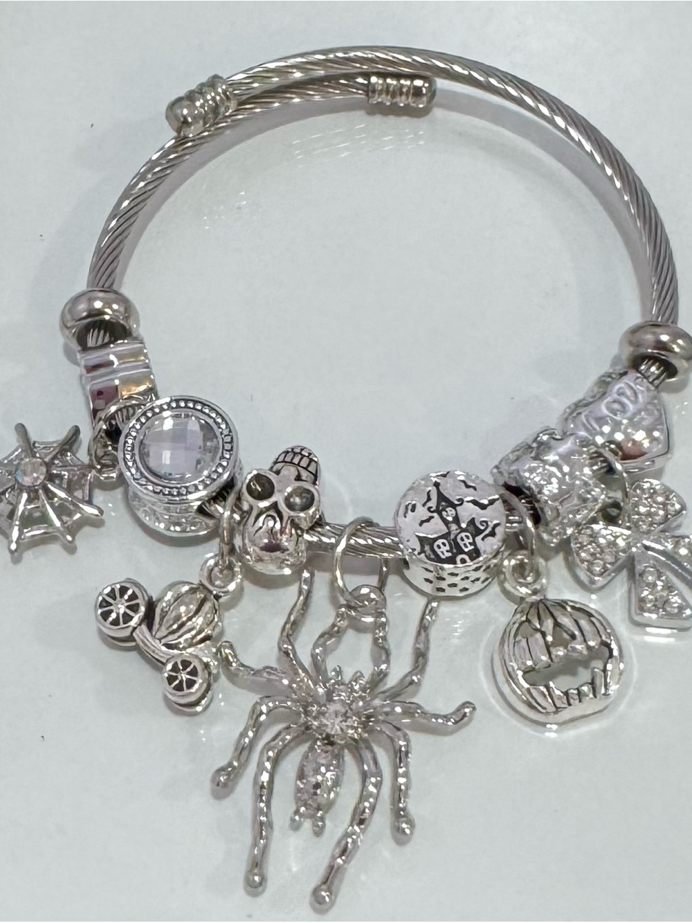 New Stainless Steel Halloween Cuff Charm Bracelet